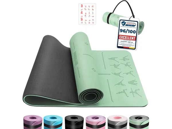 OUTDOUSE tapis de Pilates TPE avec 70 postures imprimées